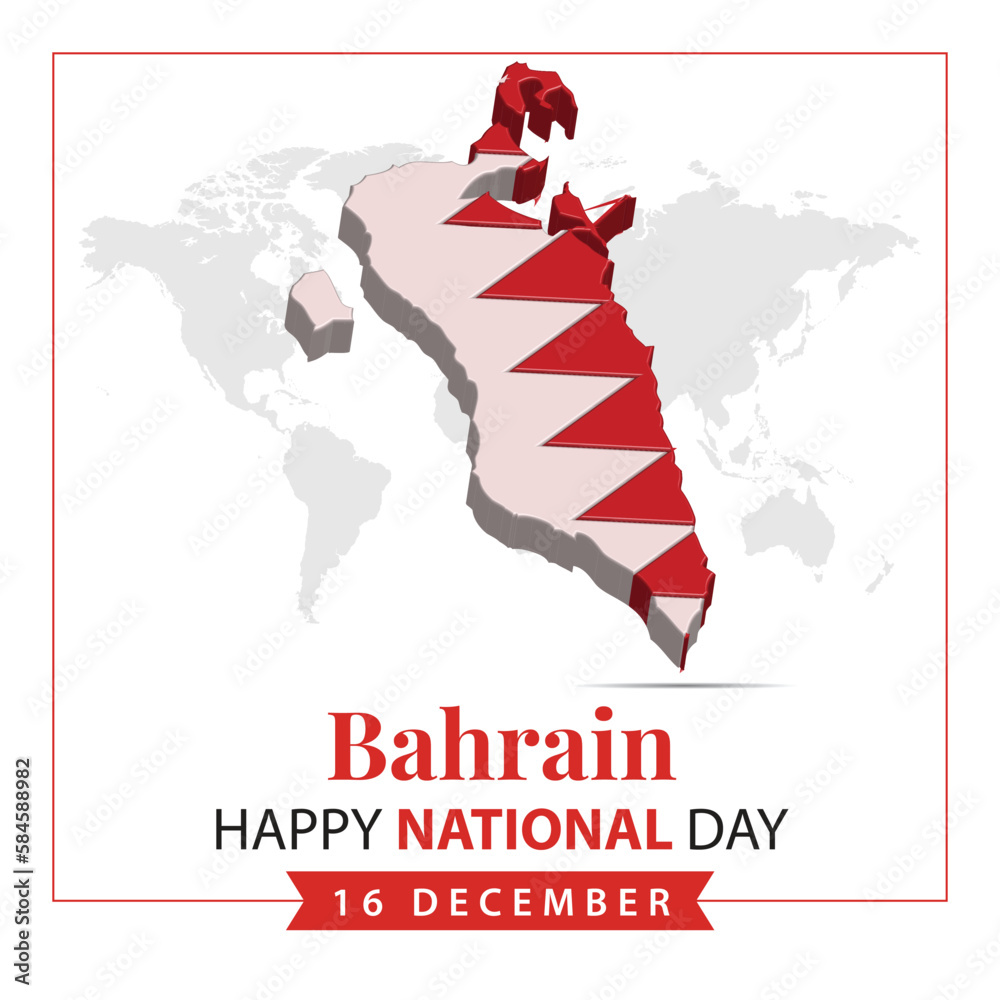 bahrain National Day, 3d rendering bahrain National Day illustration with 3d map and flag colors theme bahrain National Day, 3d rendering bahrain National Day illustration with 3d map and flag colors theme