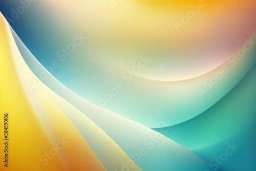 Abstract background with colorful dynamic waves. Background in blue and yellow. Generative AI