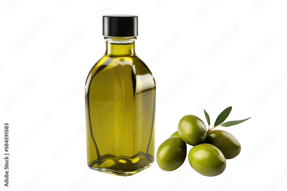 Olive oil isolated on transparent background. generative Ai Olive oil isolated on transparent background. generative Ai