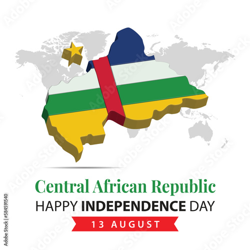 Central African Republic Independence Day, 3d rendering Central African Republic Independence Day illustration with 3d map and flag colors theme