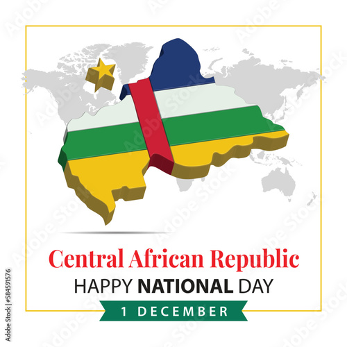 Central African Republic National Day, 3d rendering Central African Republic National Day illustration with 3d map and flag colors theme