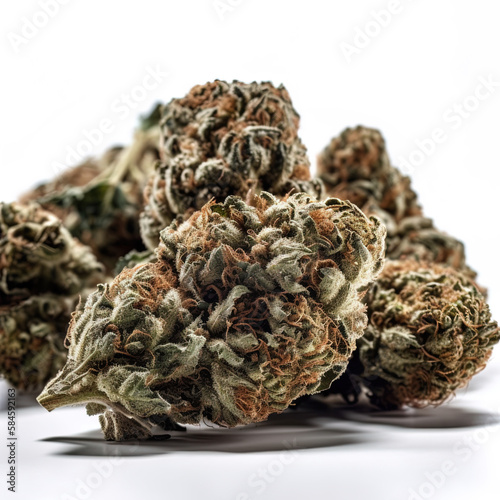 Cannabis Plant & Buds With White Background | Close Weed Shot