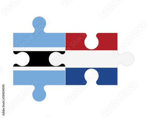 Puzzle of flags of Botswana and Netherlands, vector