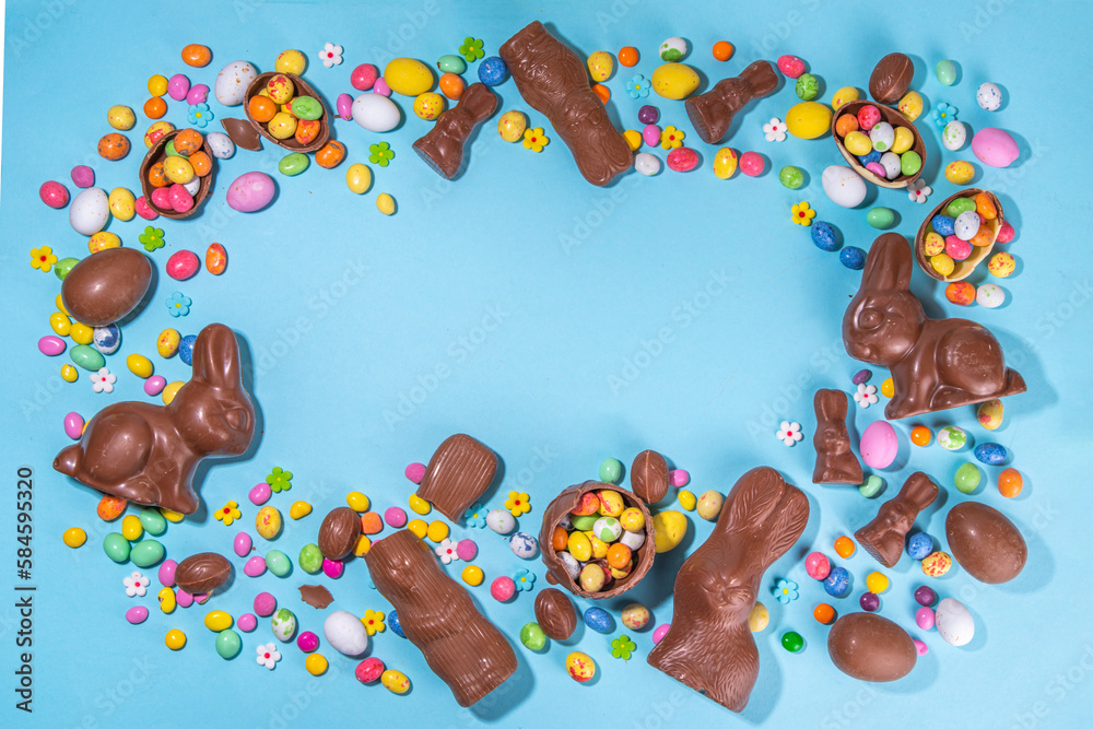 Obraz premium Easter chocolate egg and bunny background