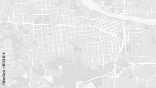 Background Little Rock map, Arkansas, white and light grey city poster. Vector map with roads and water. Widescreen proportion, flat design roadmap.