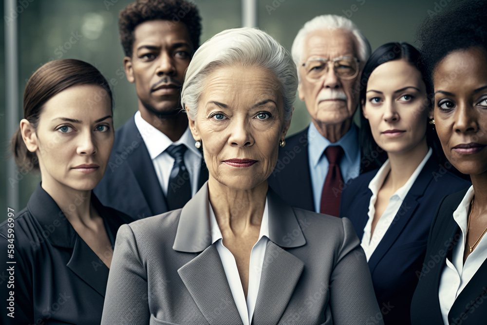 group business portrait of a team of men and women in suits. generative AI group business portrait of a team of men and women in suits. generative AI