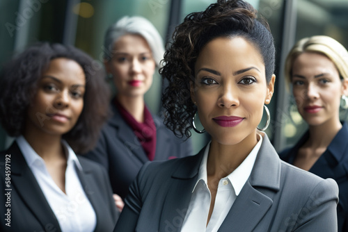 group portrait of businesswomen in suits. generative AI