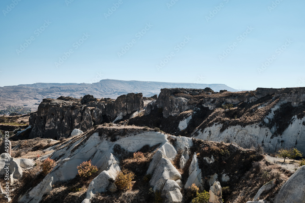 Rock formations at Nevsehir province, Turkey. Eroded volcanic landscape of Cappadocia Rock formations at Nevsehir province, Turkey. Eroded volcanic landscape of Cappadocia