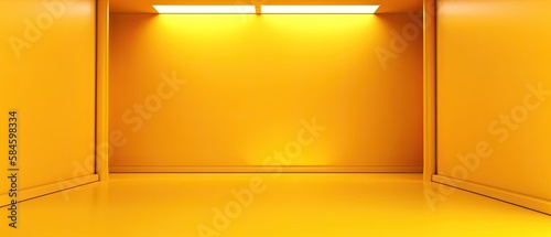 yellow background abstract with empty room studio, digital ai art
