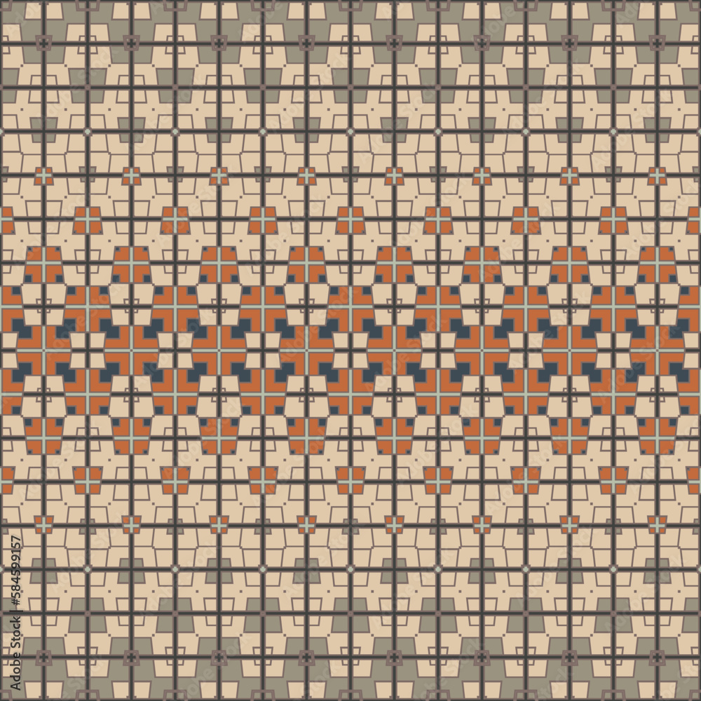 Fototapeta premium Seamless Artwork Luxury Shape Structure Minimal Template Retro Tile Beautiful Artistic Line Backdrop Vintage Modern Design Fabric Art Texture Textile Print Wallpaper Graphic Background Pattern.