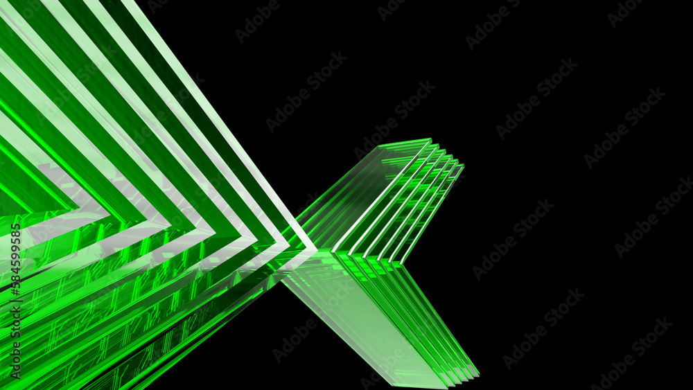 Abstract Background 3D design green glass on black background. Futuristic wallpaper, minimal Abstract Background 3D design green glass on black background. Futuristic wallpaper, minimal