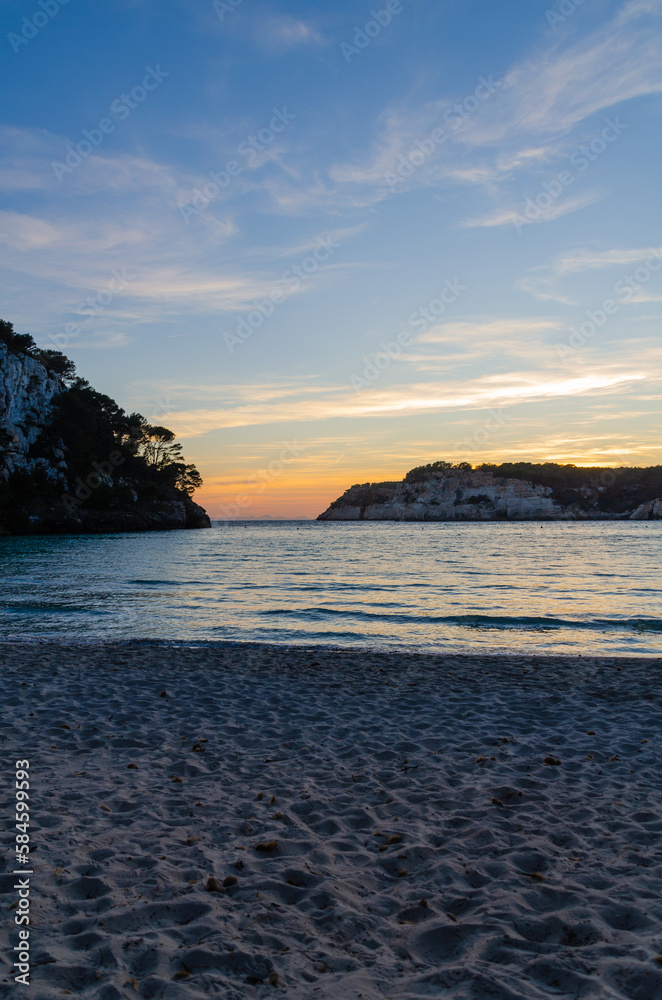 Playa al atardecer  Cala Galdana Menorca 