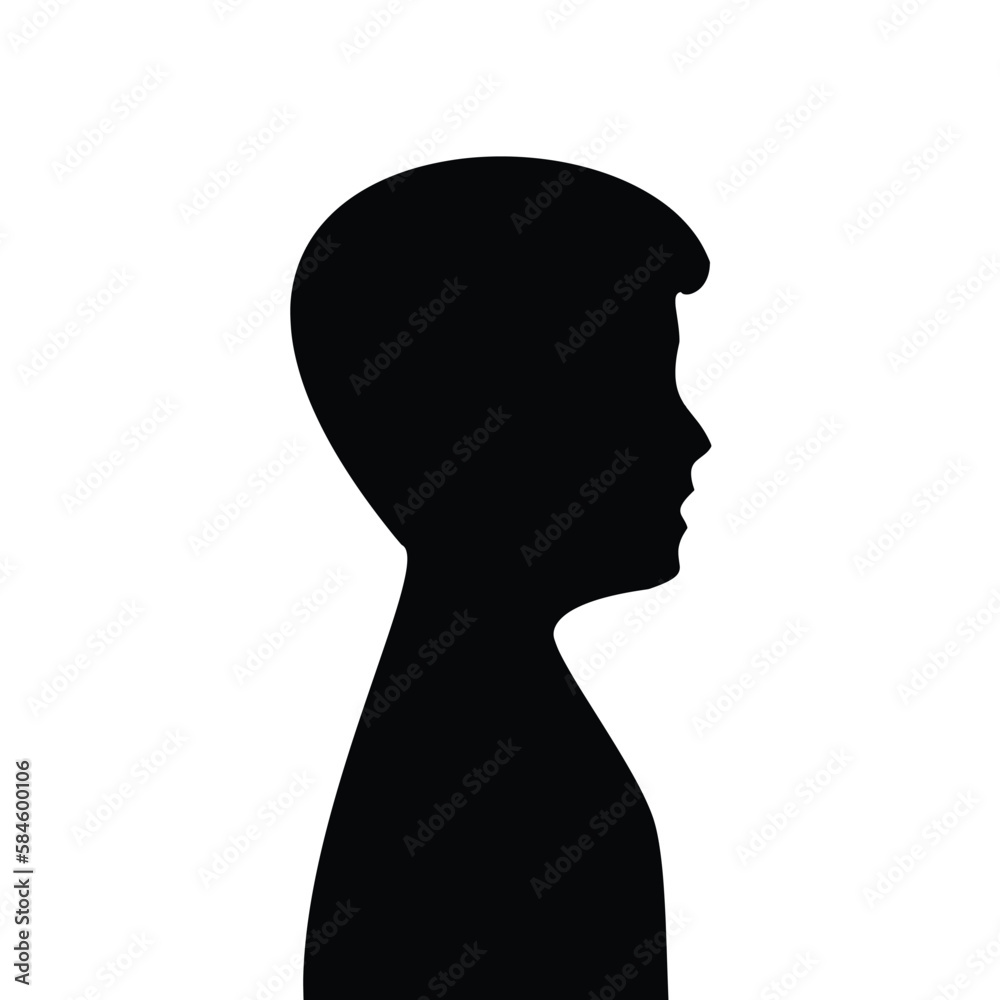 Vector silhouette of a man's head on a white background. Eps 10.