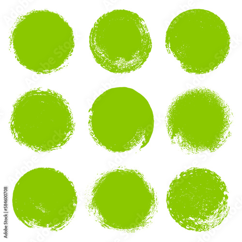 Set Neun Runde Grüne Pinselstriche Kratzer