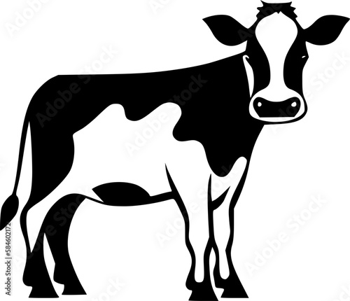 Cow   Black and White Vector illustration