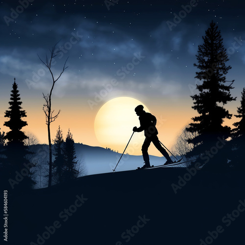 silhouette, snowboard, ski, winter, sport, snow, mountain, vector, woman, extreme, snowboard, people, illustration, skier, sky, action, nature, jump, snowboarder, cold, speed, generative ai