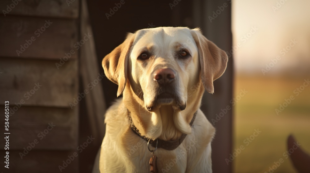 Active, and alert purebred labrador retriever dog outdoors