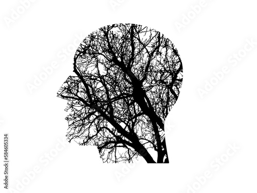 human in depression on white background - 3d rendering