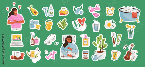 Self care stickers set