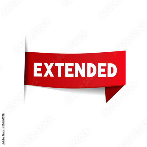 Extended, ribbon banner, white background. Flat vector design icon.