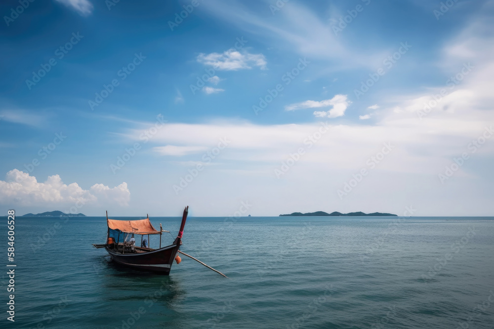 Fototapeta premium Fishing boat sailing in the sea.