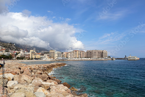 View of the Fontvieille quarter in Monaco from the neighboring commune of Cap D'Ail