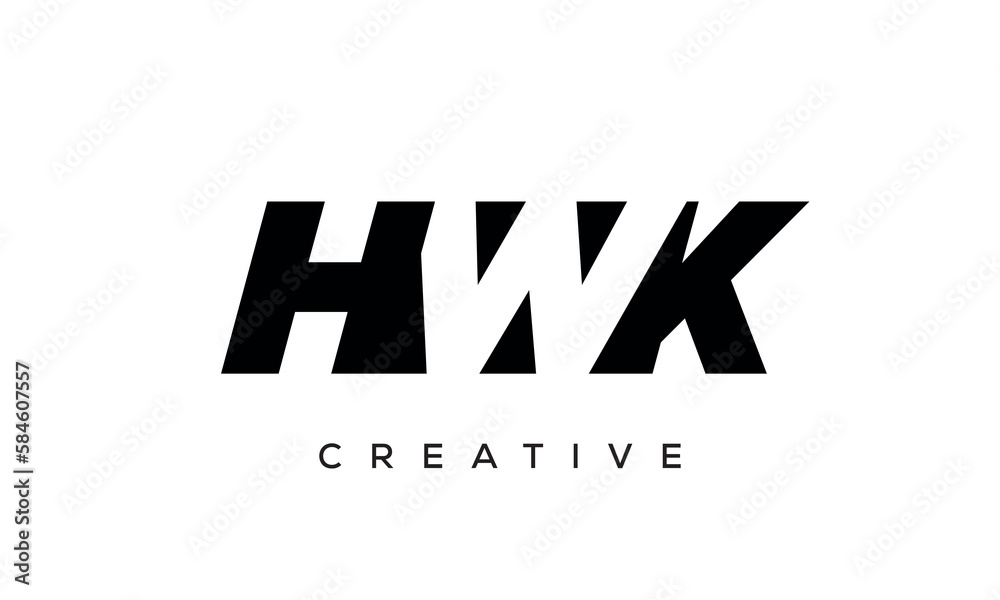 HWK letters negative space logo design. creative typography monogram vector HWK letters negative space logo design. creative typography monogram vector