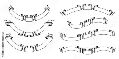 stylish blank vintage tattoo ribbon set