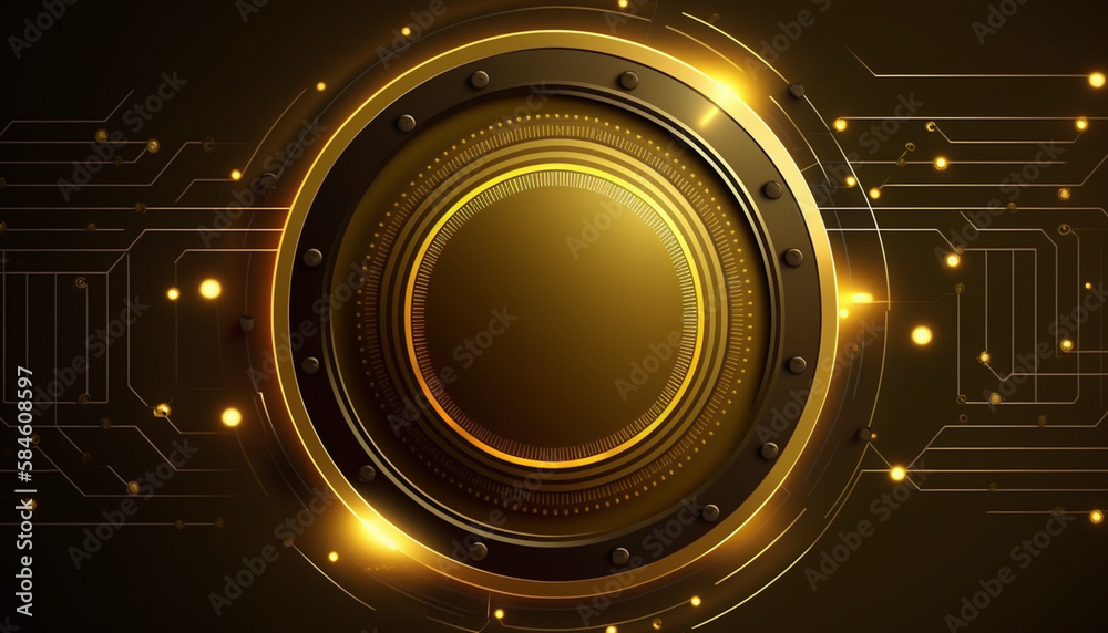 Digital circle circuit gold background futuristic technology Digital circle circuit gold background futuristic technology