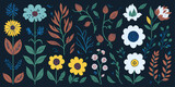 Vector Bouquet Illustrations. Multicolored Flowers for a Meadow-themed Wallpaper