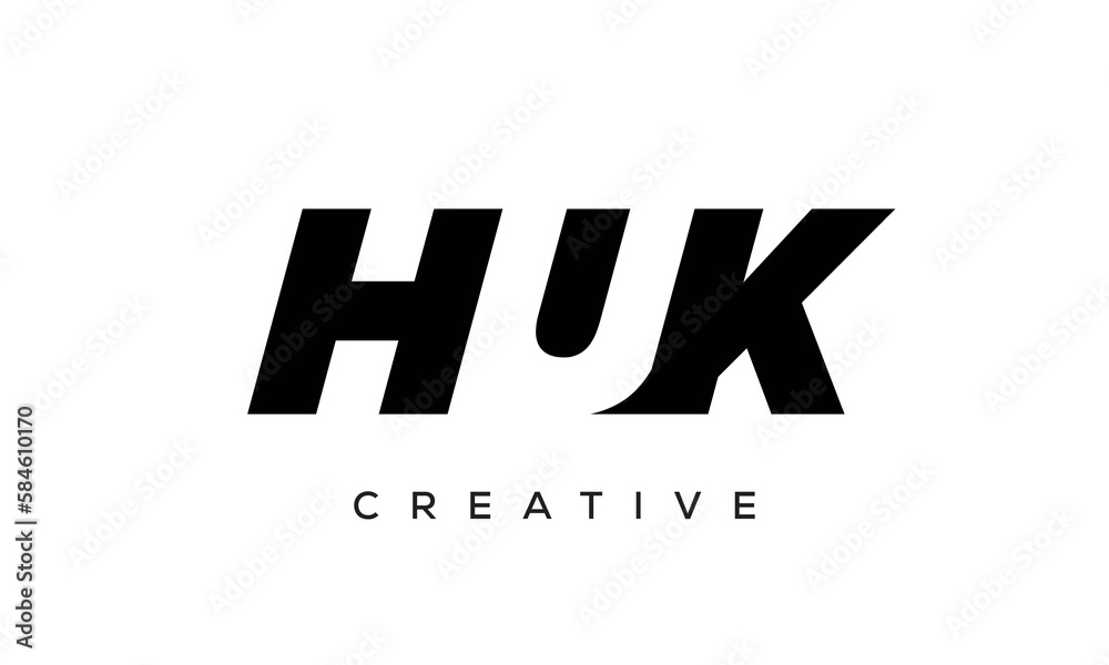 HUK letters negative space logo design. creative typography monogram vector HUK letters negative space logo design. creative typography monogram vector