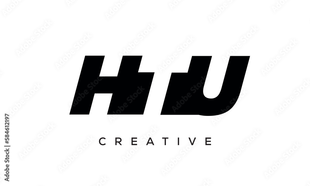 HTU letters negative space logo design. creative typography monogram vector	