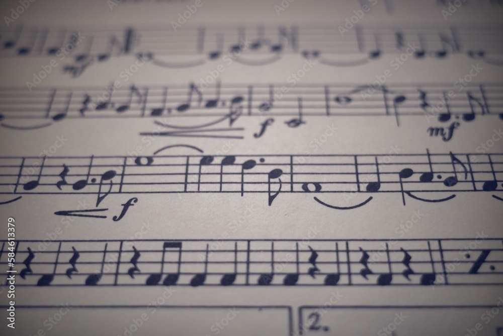 Fototapeta premium Noten bilden ein lächelndes Gesicht auf einem Notenblatt