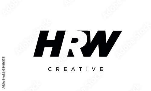 HRW letters negative space logo design. creative typography monogram vector 