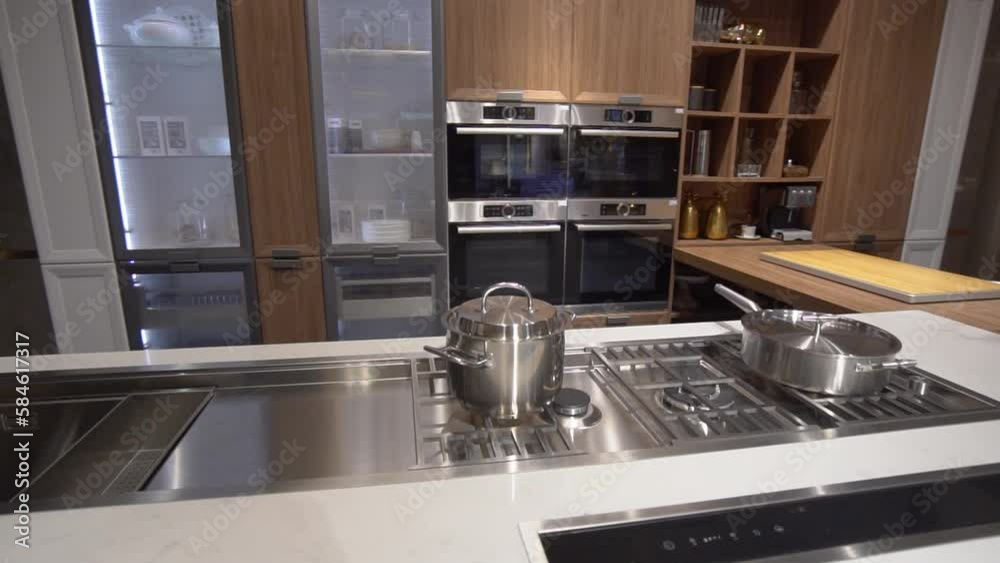 stainless steel gas stove in modern kitchen. stainless steel gas stove in modern kitchen.
