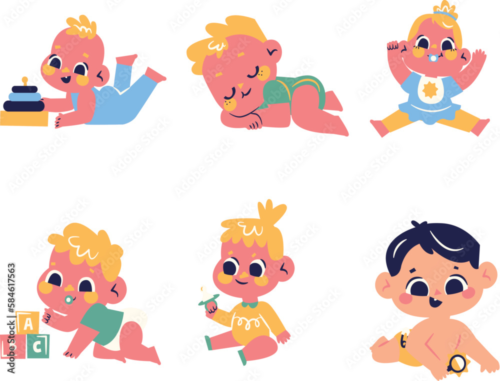 set of cartoon characters baby cartoon vector art set of cartoon characters baby cartoon vector art