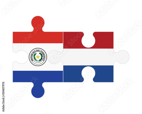 Puzzle of flags of Paraguay and Netherlands, vector