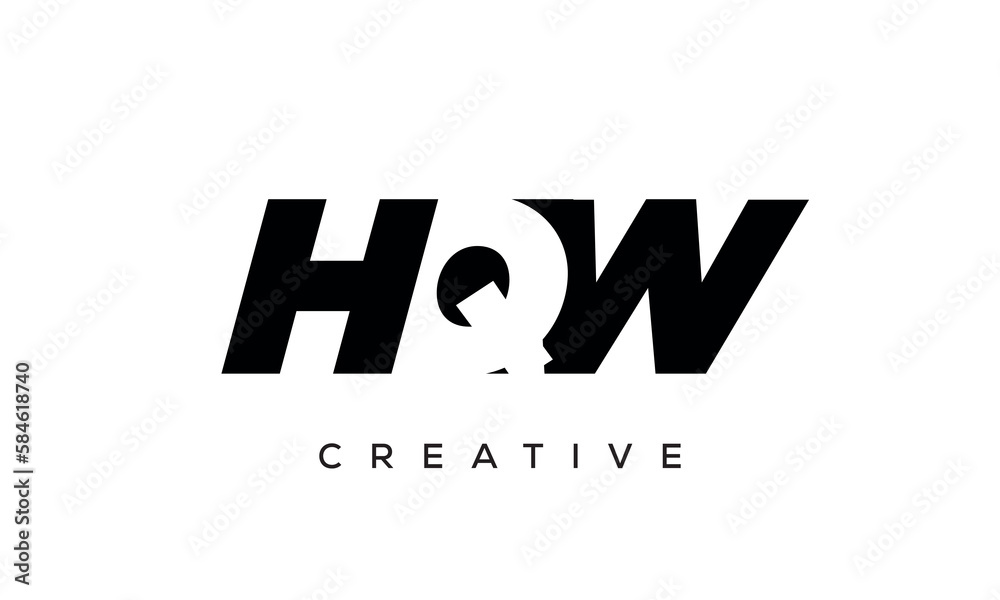 HQW letters negative space logo design. creative typography monogram vector HQW letters negative space logo design. creative typography monogram vector