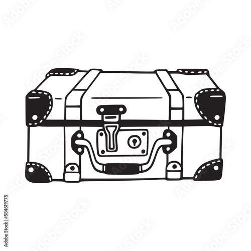 Small retro suitcase. Hand drawn vector illustration.