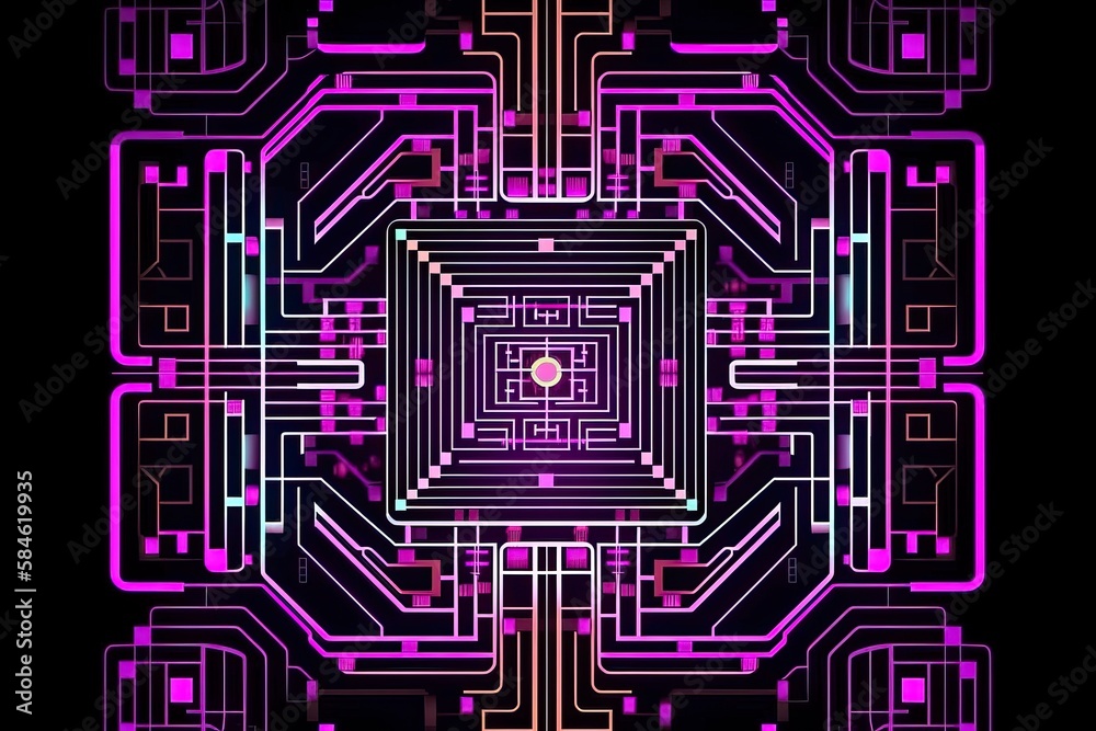 Abstract circuit cyberspace design. Generative AI