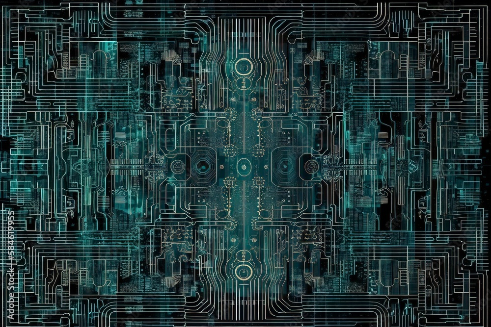Abstract circuit cyberspace design. Generative AI Abstract circuit cyberspace design. Generative AI