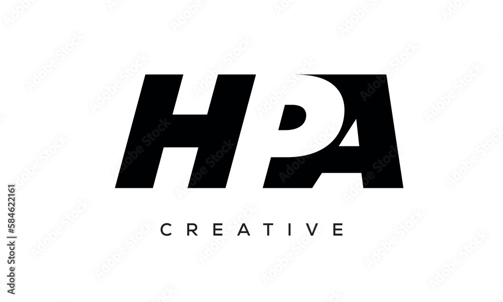 HPA letters negative space logo design. creative typography monogram vector HPA letters negative space logo design. creative typography monogram vector