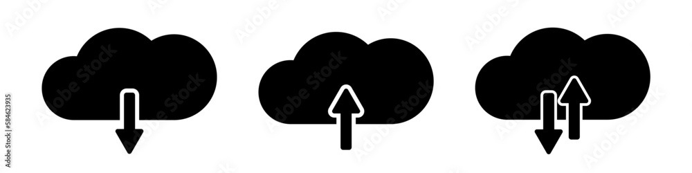 Download and upload vector sign. Set cloud weather. Icon sky illustration. Download and upload vector sign. Set cloud weather. Icon sky illustration.