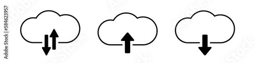 Download and upload vector sign. Set cloud weather. Icon sky illustration. 