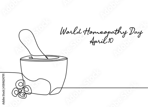 single line art of world homeopathy day good for world homeopathy day celebrate. line art. illustration.