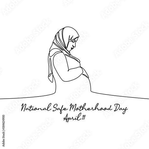 single line art of national safe motherhood day good for national safe motherhood day celebrate. line art. illustration.