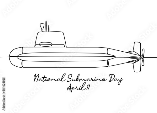 single line art of national submarine day good for national submarine day celebrate. line art. illustration.