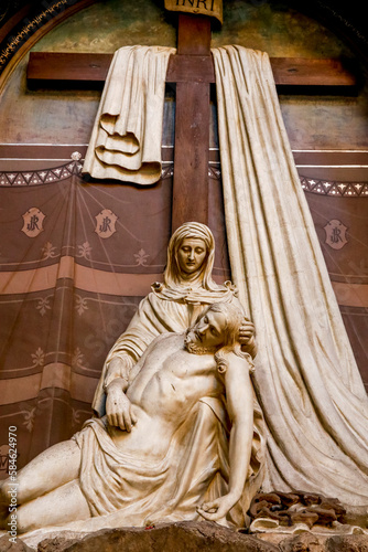 St Vincent's church, Blois, France. Pieta statue. photo