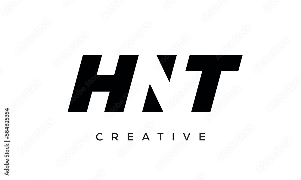 HNT letters negative space logo design. creative typography monogram vector HNT letters negative space logo design. creative typography monogram vector