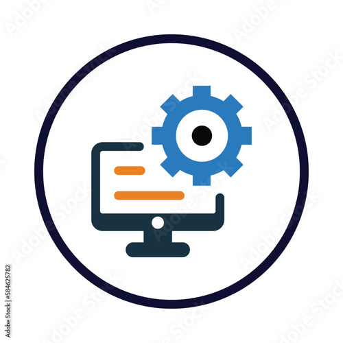 computer, gear, setting, monitor, computer setting icon